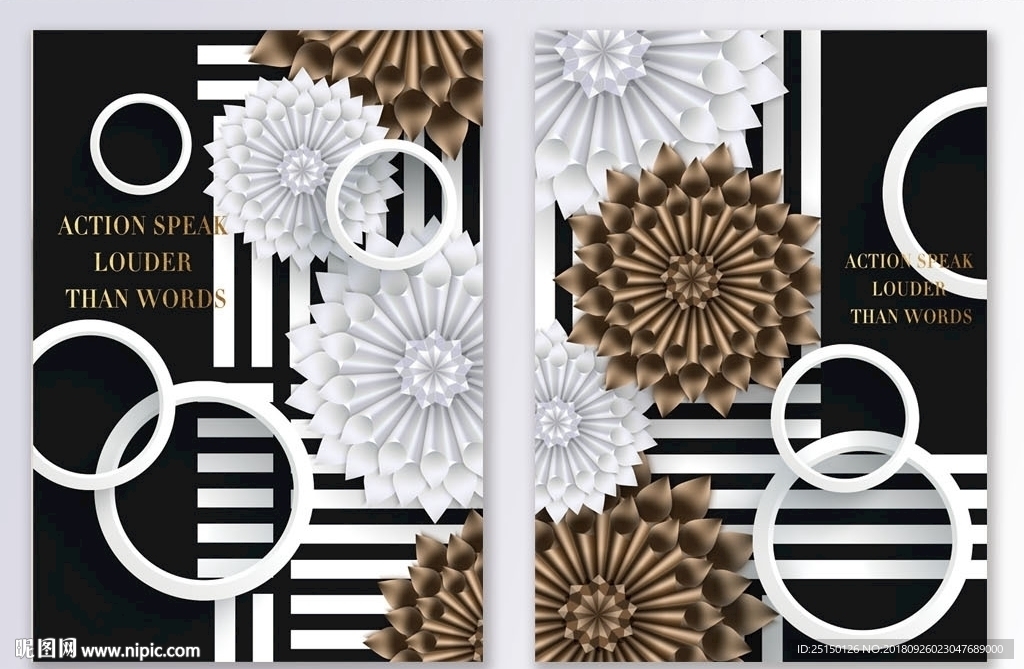 时尚黑白反色差花朵装饰画