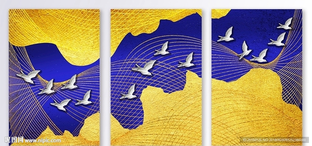 中式浮雕和平鸽装饰画