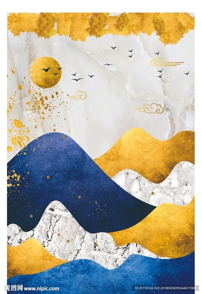 抽象山水金箔装饰画