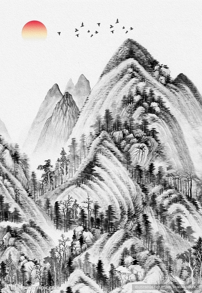 中式意境水墨山峦装饰画