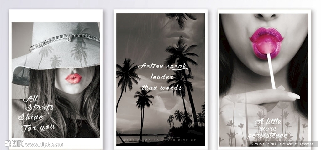 摩登时尚反色差美女风景装饰画