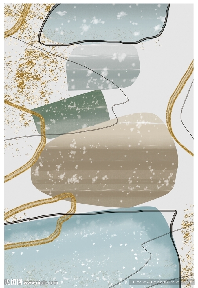 手绘清新文艺淡彩装饰画