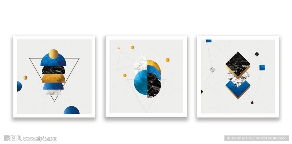 抽象几何图案金色装饰画