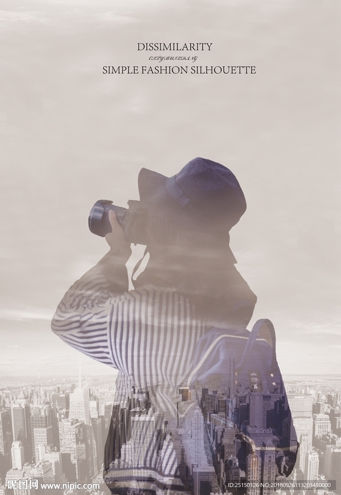 抽象人物城市剪影装饰画