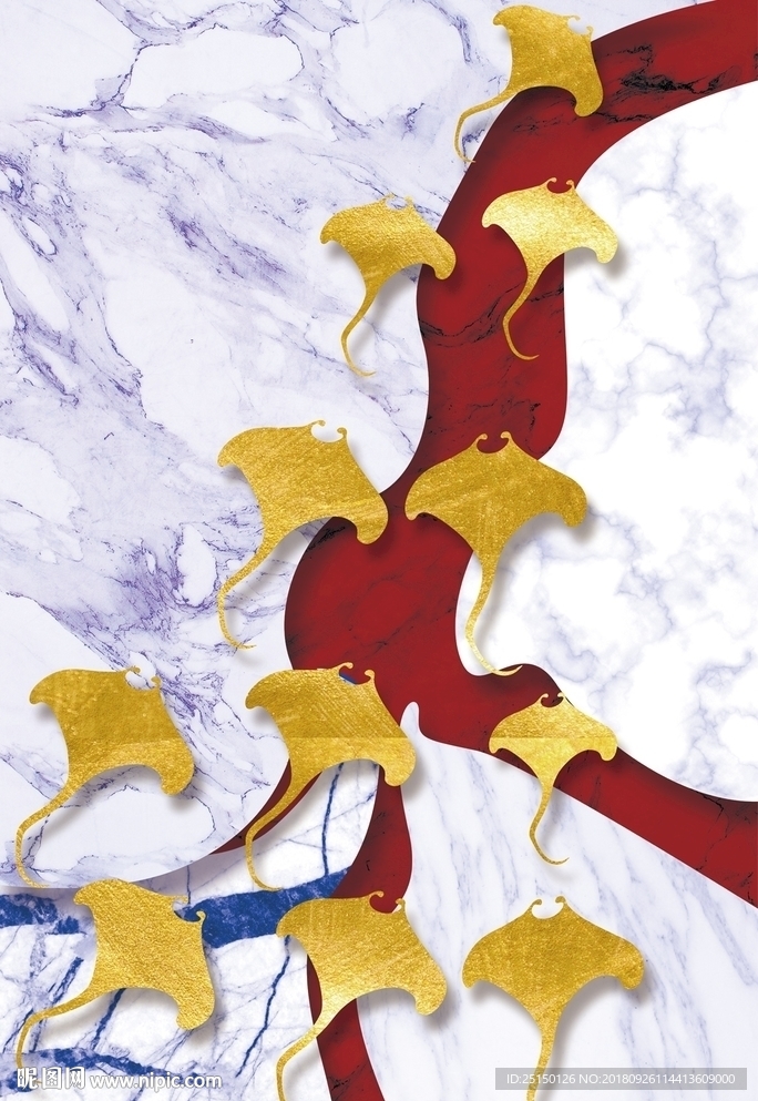 大理石铂金山水简约装饰画