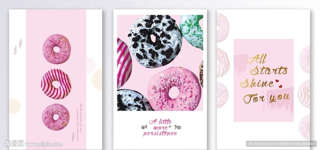 清新甜甜圈美食粉色装饰画
