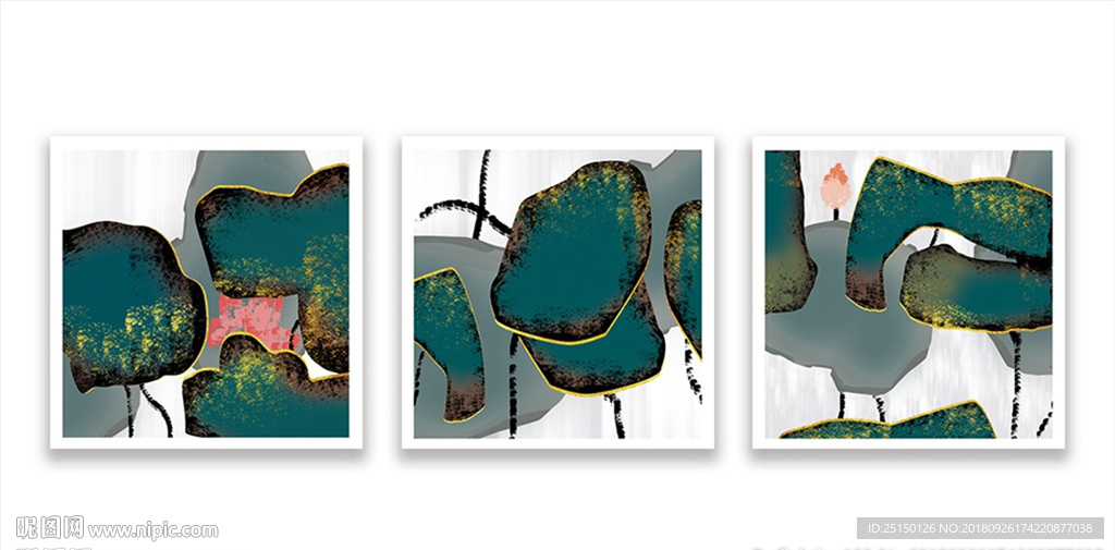 中国风植物荷花荷叶装饰画