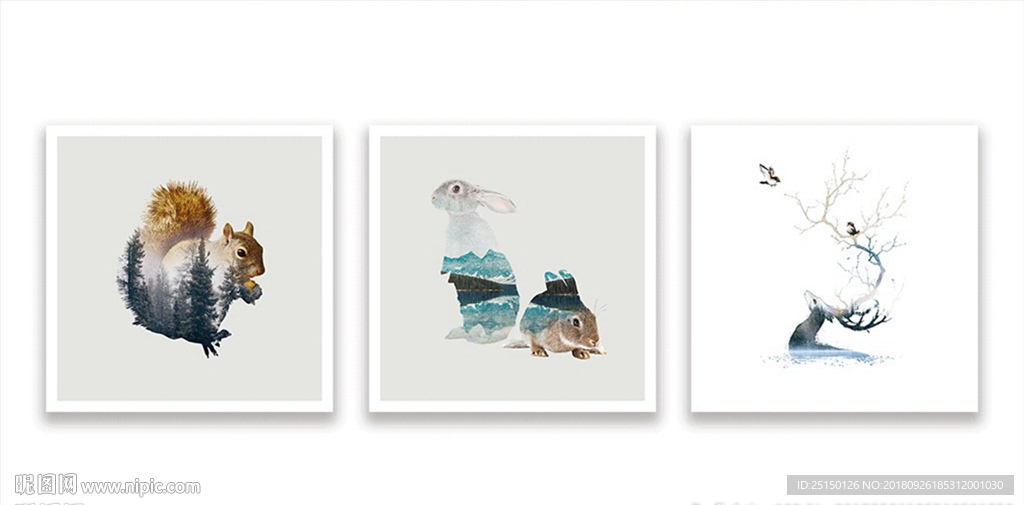 剪影创意动物装饰画