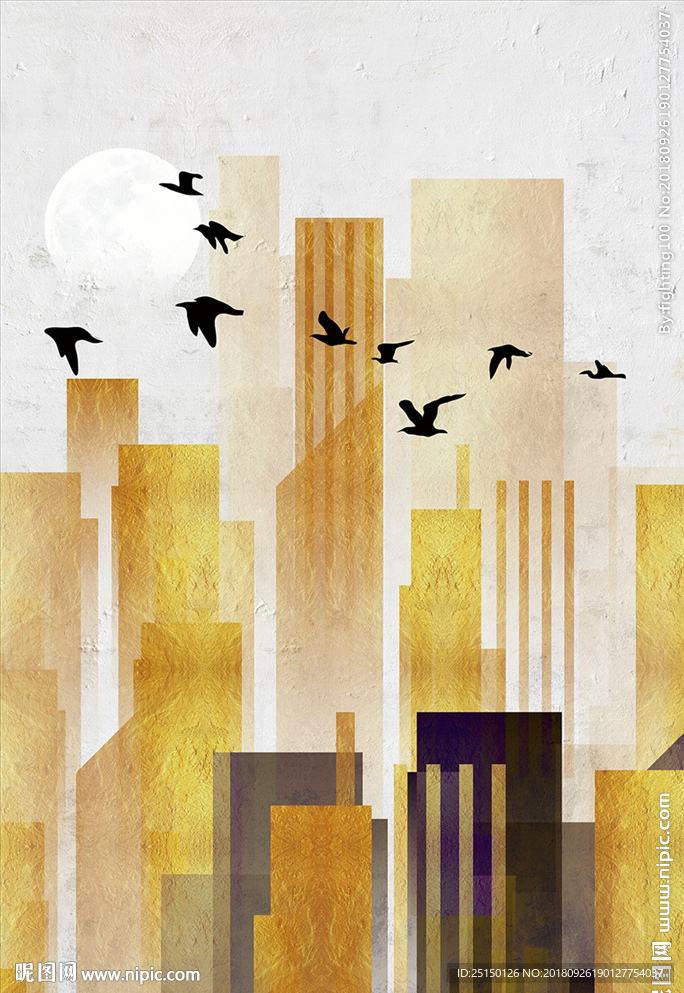 城市风光风景装饰画