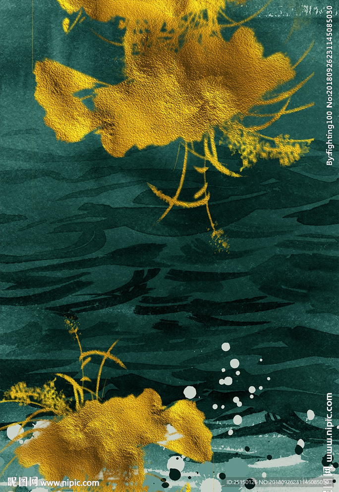 抽象金色中式艺术装饰画