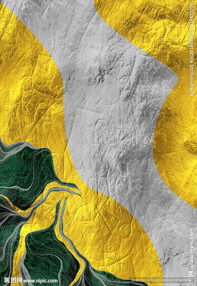 抽象金色山水抽象装饰画