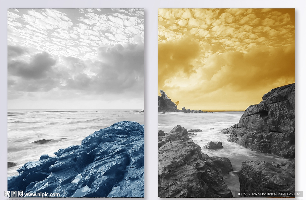 山水风景色彩抽象装饰画