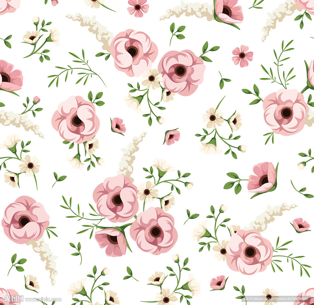 鲜花矢量无缝图案