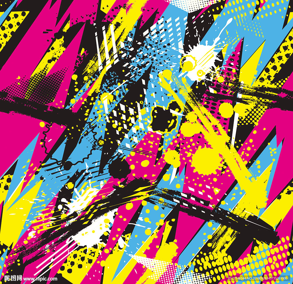 矢量抽象涂鸦无缝图案