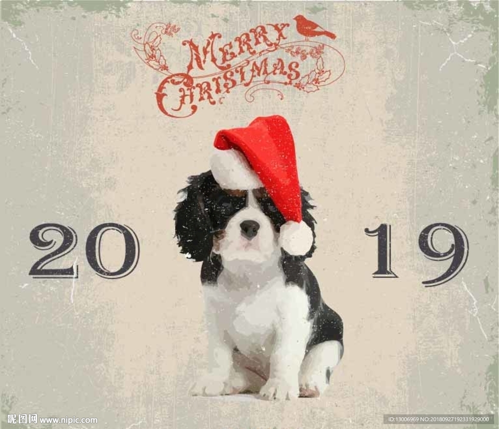手绘宠物狗2019新年海报