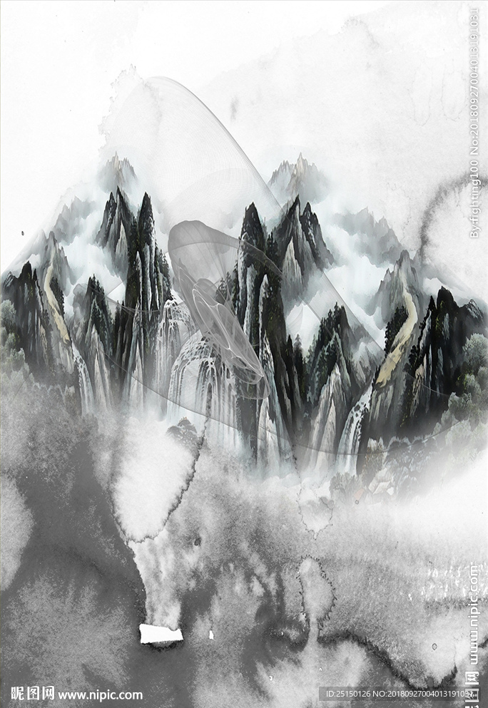 中式抽象线条创意装饰画