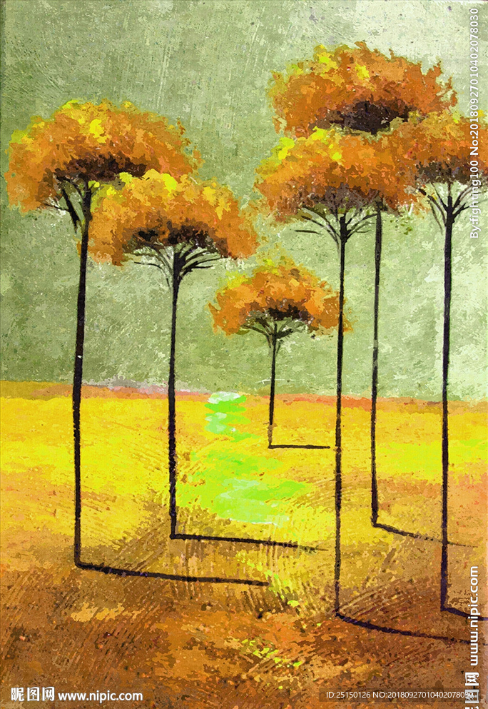 树木艺术油画装饰画