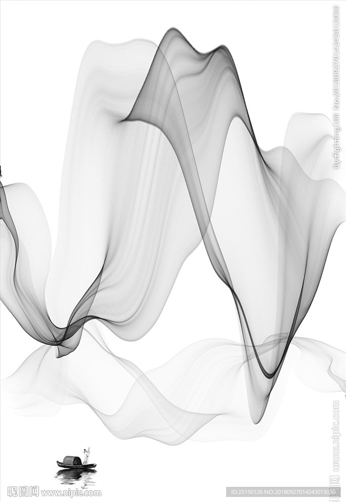 新中式线条艺术抽象水墨装饰画