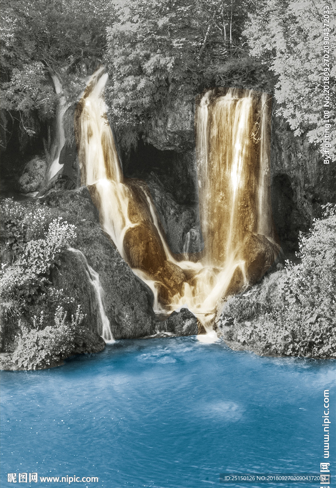 金色瀑布装饰画