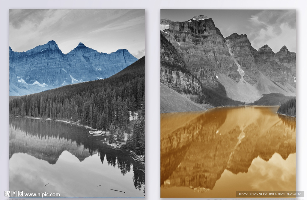 风景山水湖泊装饰风景画装饰画