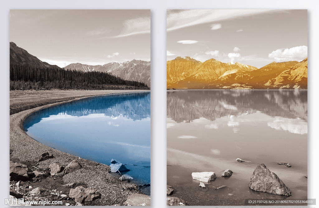 抽象远山印象风情无框画