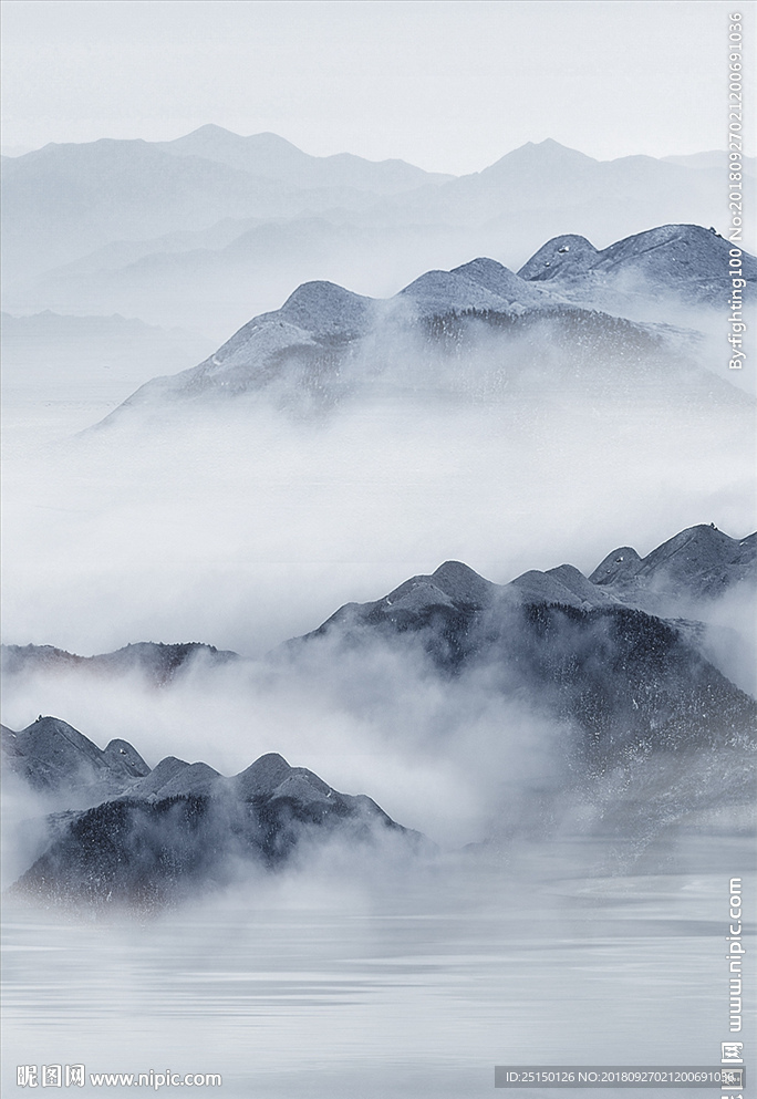 抽象写意山水花鸟风景画装饰画