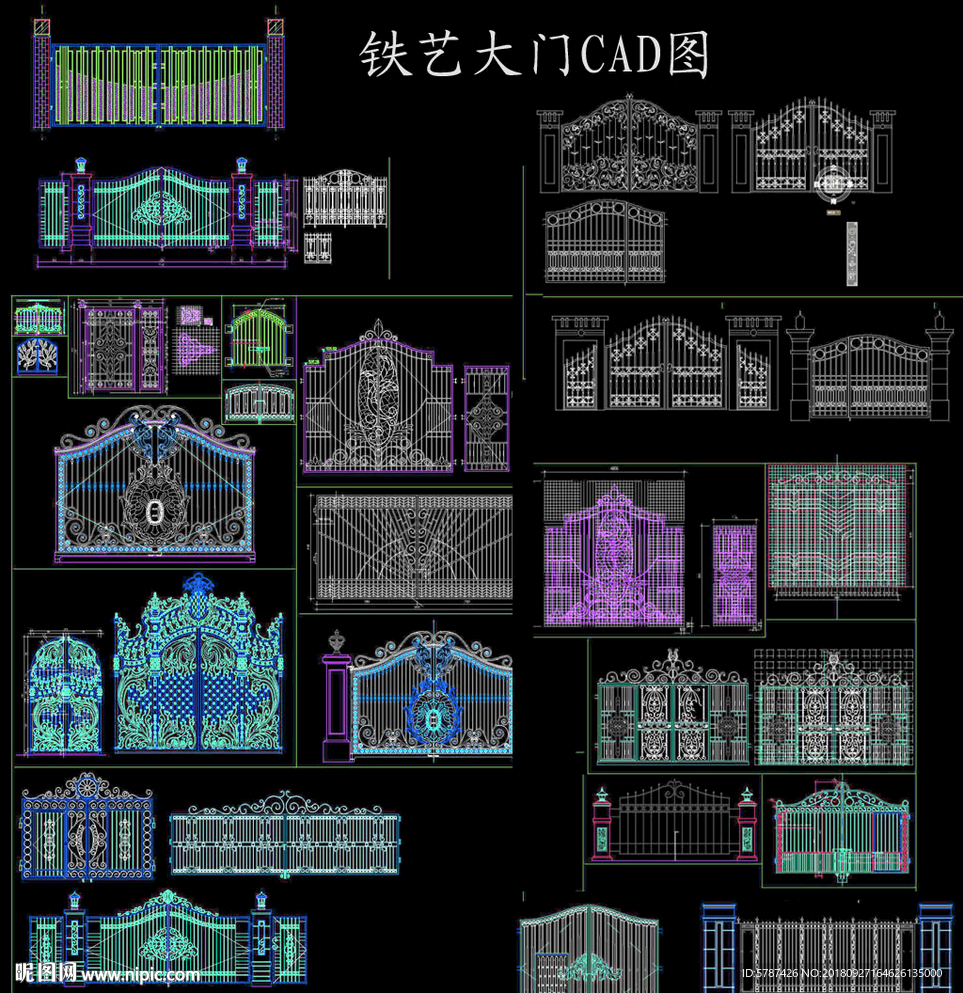 铁艺大门CAD图块