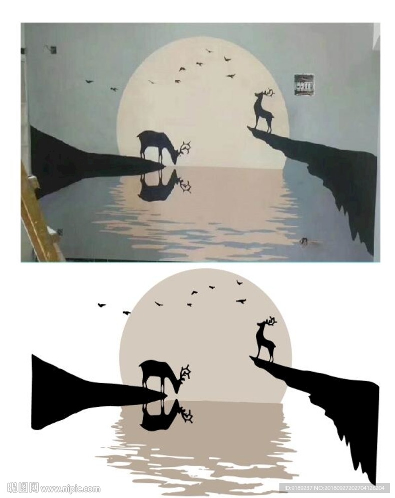 鹿 海鸥 桥 日落