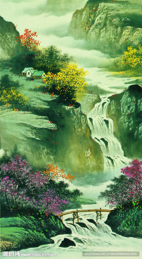 玄关 装饰画 竖幅国画
