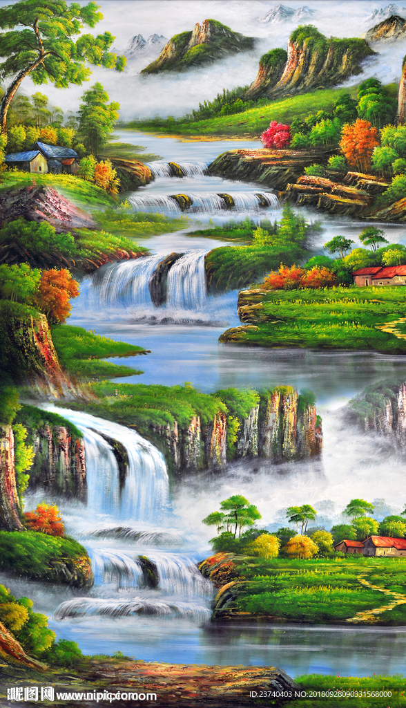 玄关 装饰画山水风景油画