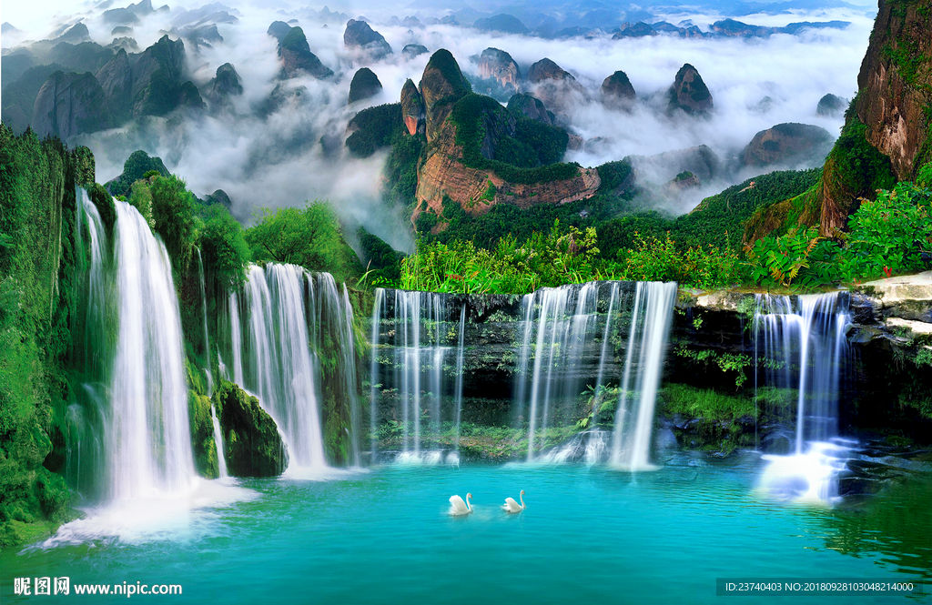 电视背景墙 山水风景
