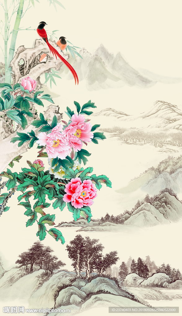 玄关 装饰画 玄关牡丹