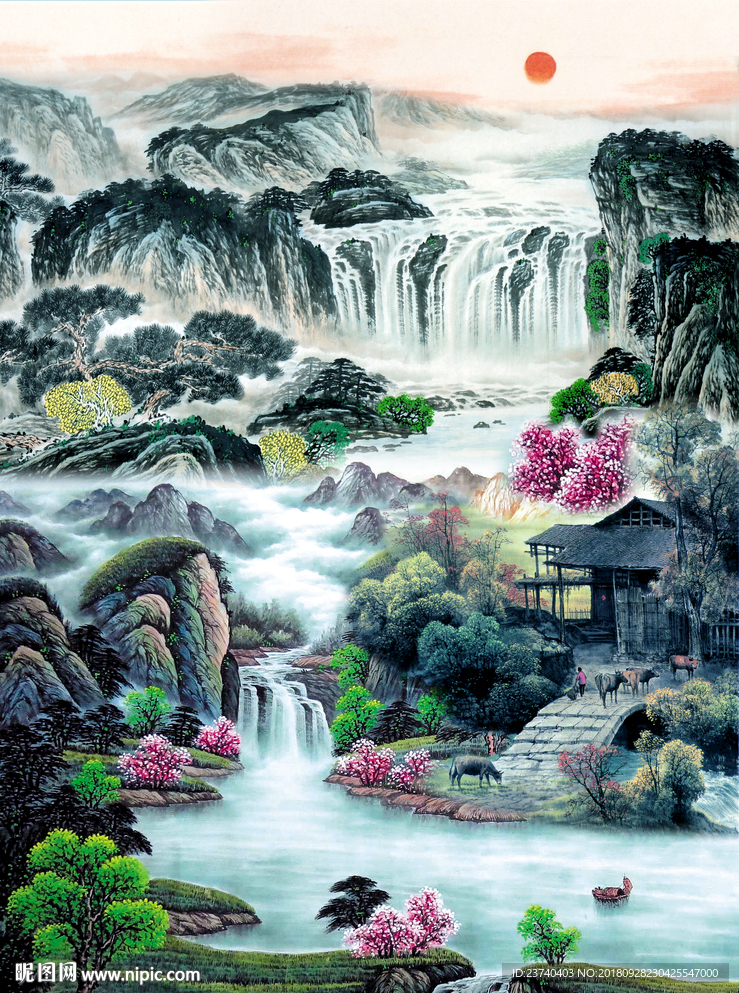 玄关 装饰画 国画山水