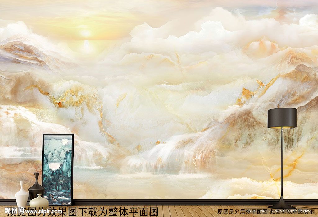 大理石纹山水