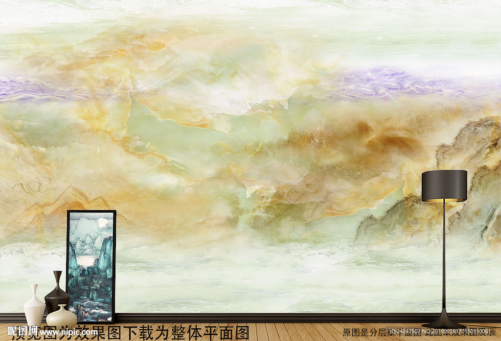 大理石纹图山水