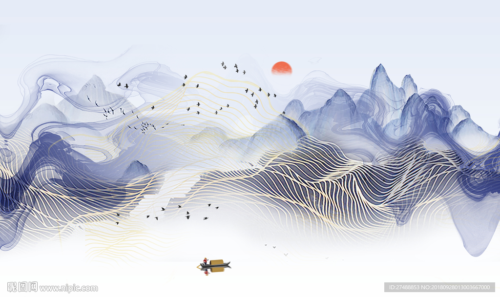 新中式抽象背景墙