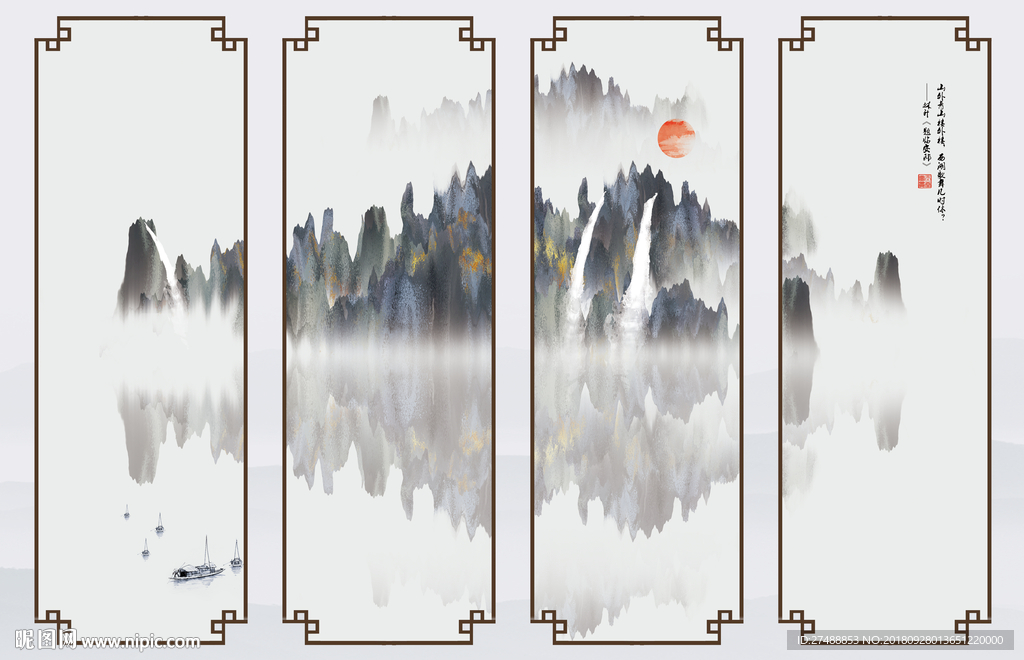 新中式抽象背景墙