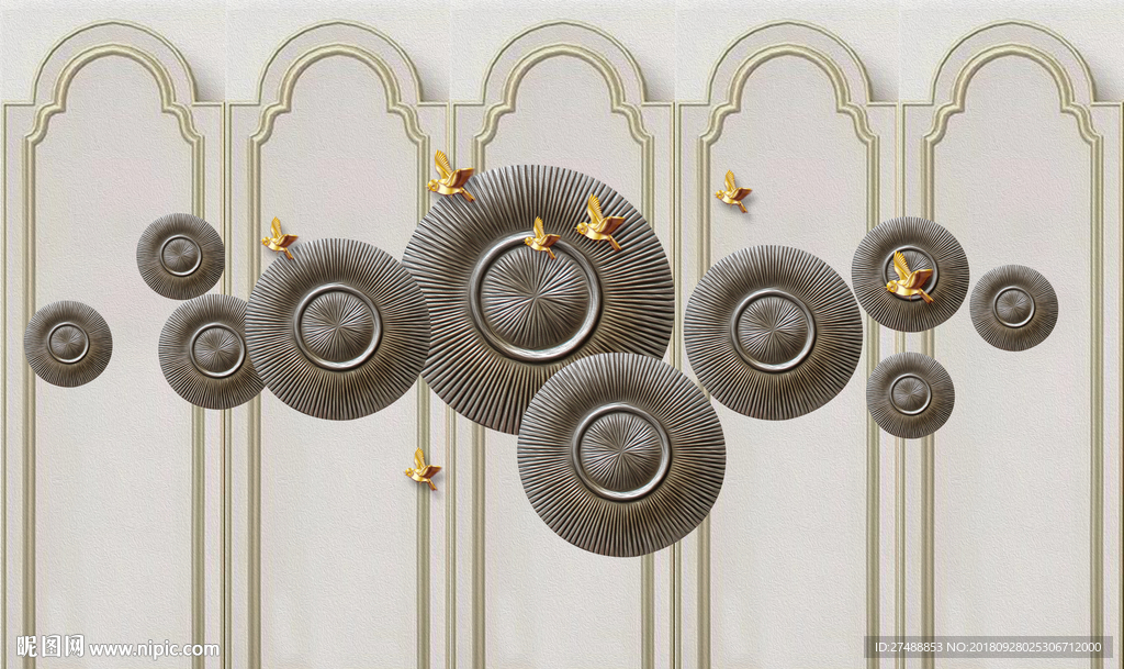抽象中式背景墙