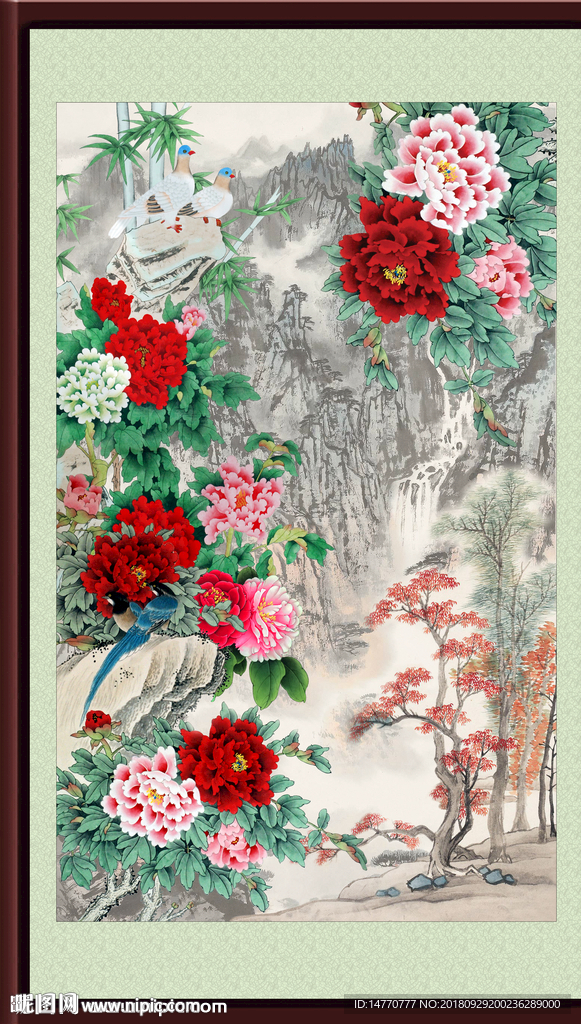 富贵吉祥 孔雀 牡丹 孔雀牡丹
