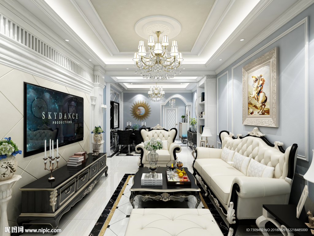 简约欧式客餐厅装修效果图