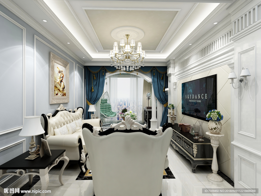 简约欧式风格客厅装修效果图