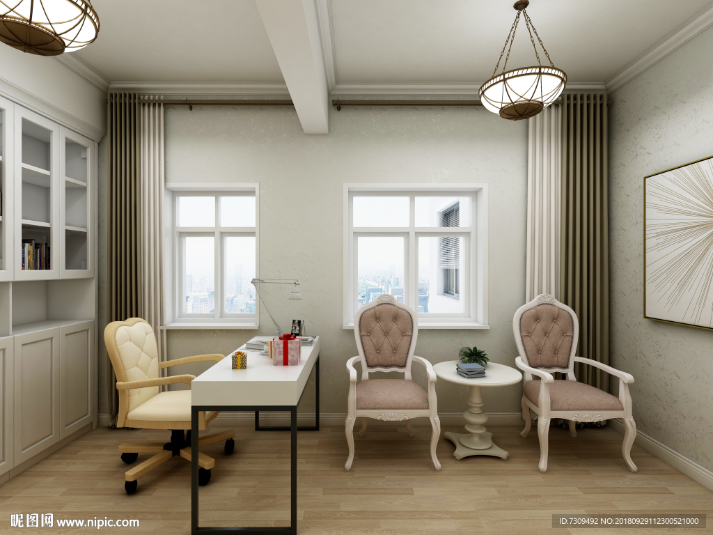 欧式简约书房装修效果图
