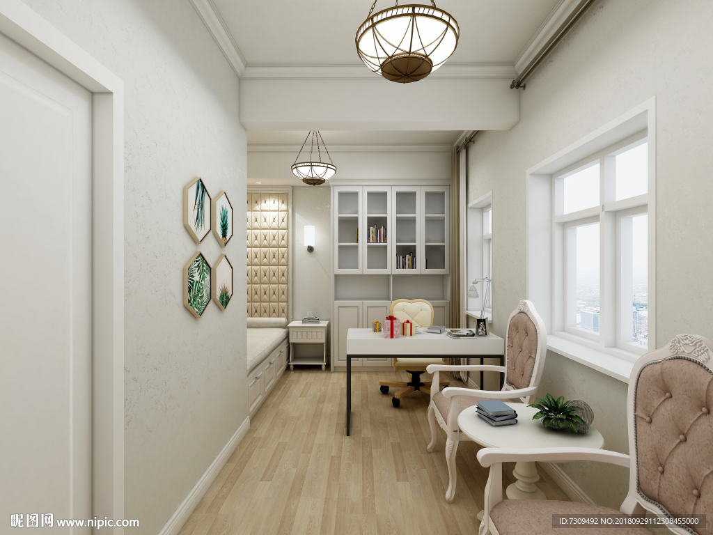 简约欧式书房装修效果图