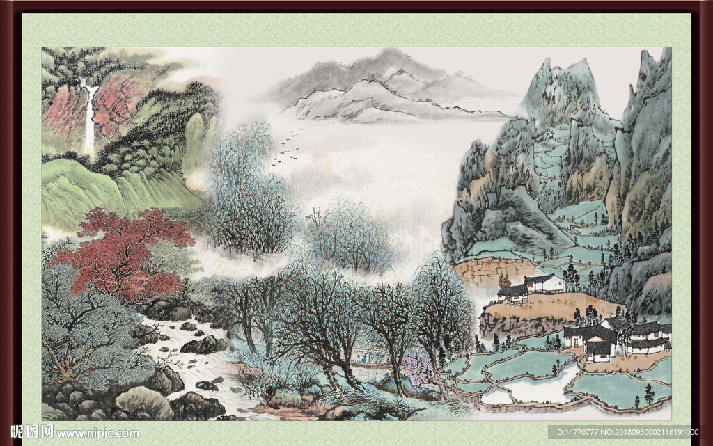 新中式山水画 国画山水图