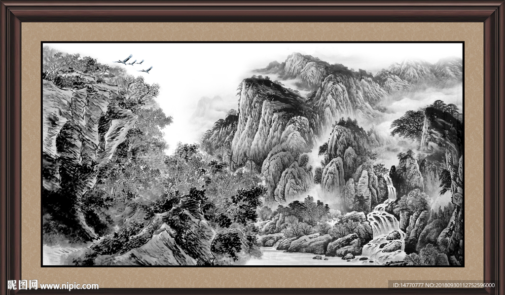 泼墨山水画 山水国画