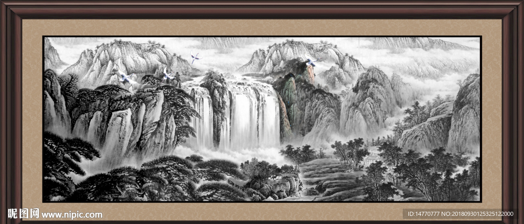 泼墨山水画 山水国画