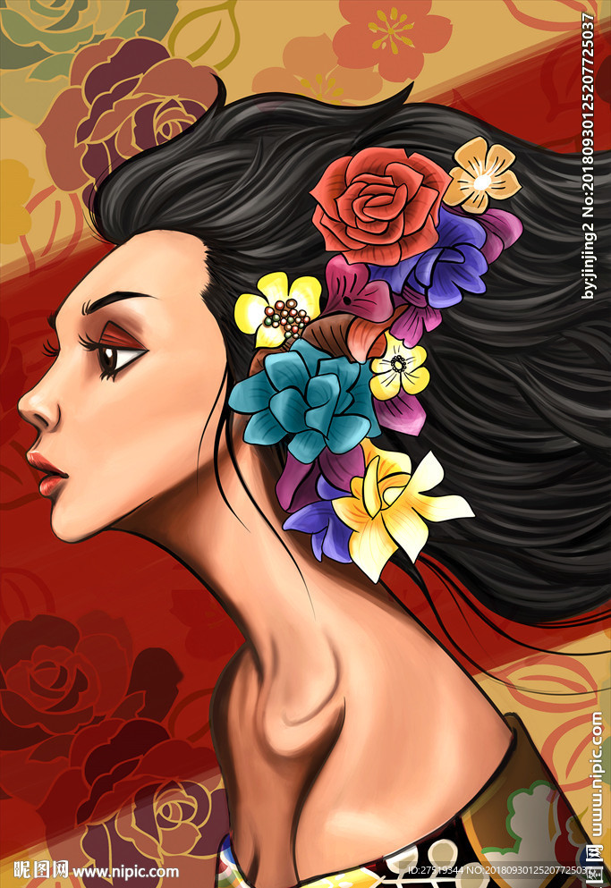 油画美女装饰画