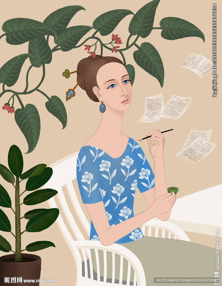 清新美女装饰画