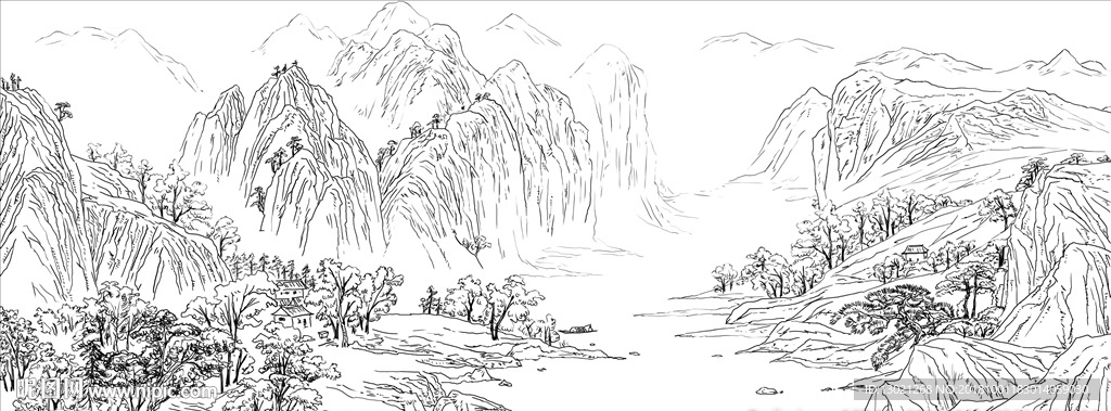 山水白描
