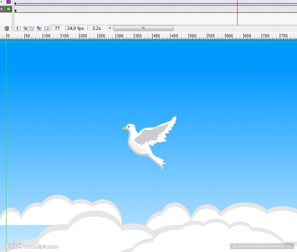 鸽子在天上飞过的动画6秒